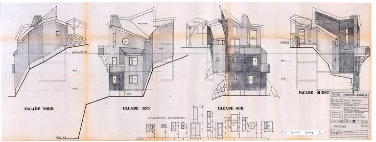 Chalet Roverato. Dossier de consultation des entreprises. Elévations / Jacques Labro, 1er mars 1988 (A. privées J. Labro)