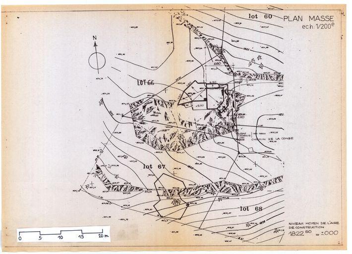 Plan de masse. Niveau moyen de l'aire de construction, 1979 (A. privées J. Labro)