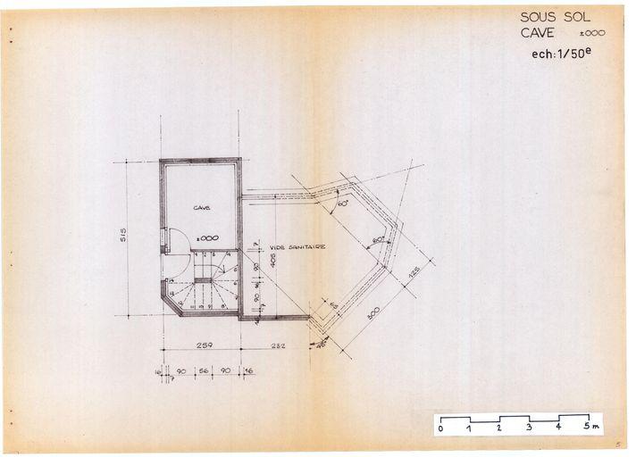 Plan du sous-sol cave / J. Labro, 1979 (A. privées J. Labro)