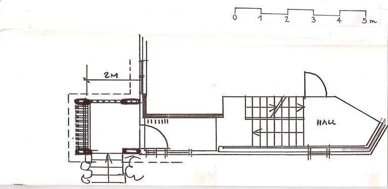 Plan de l'entrée. Projet / J.-J. Orzoni, 1991 (A. privées J. Labro)