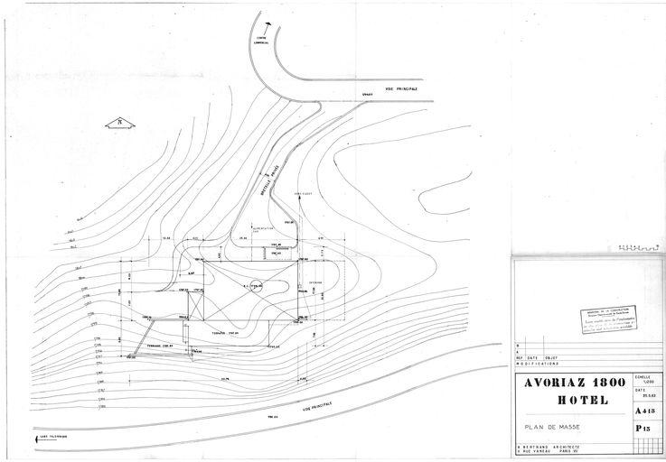 Projet d'André Bertrand. Plan de masse / A. Bertrand, mai 1963 (AC Morzine)