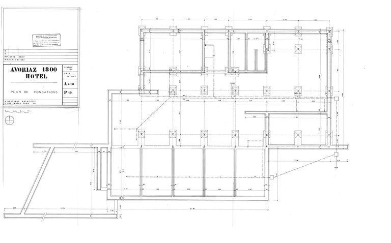 Projet d'André Bertrand. Plan de fondations / A. Bertrand, mai 1963 (AC Morzine)