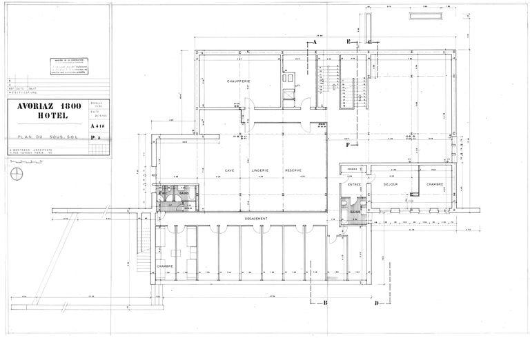 Projet d'André Bertrand. Plan du sous-sol / A. Bertrand, mai 1963 (AC Morzine)