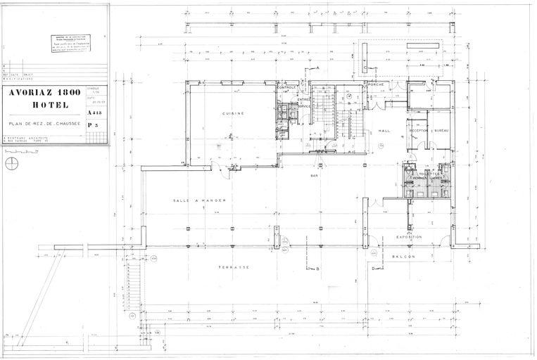 Projet d'André Bertrand. Plan du rez-de-chaussée / A. Bertrand, mai 1963 (AC Morzine)