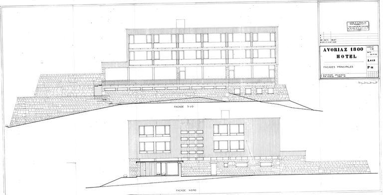 Projet d'André Bertrand. Elévations des façades principales / A. Bertrand, mai 1963 (AC Morzine)