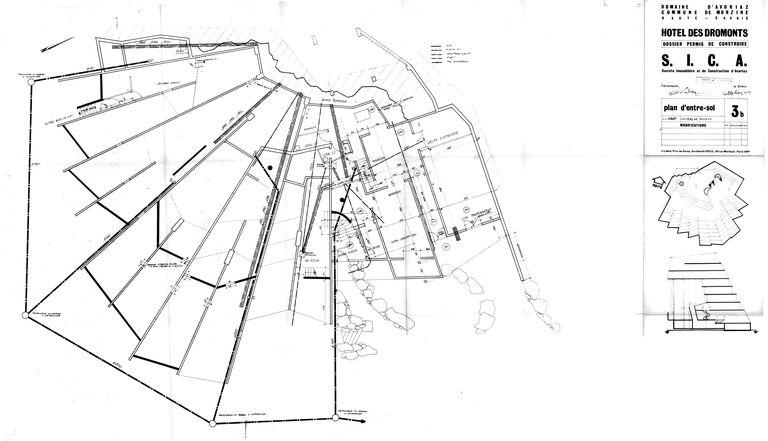 Projet Jacques Labro. Plan de l'entre-sol / J. Labro, juillet 1965 (AC Morzine)