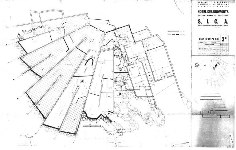 Projet Jacques Labro. Plan de l'entre-sol / J. Labro, janvier 1968 (AC Morzine)