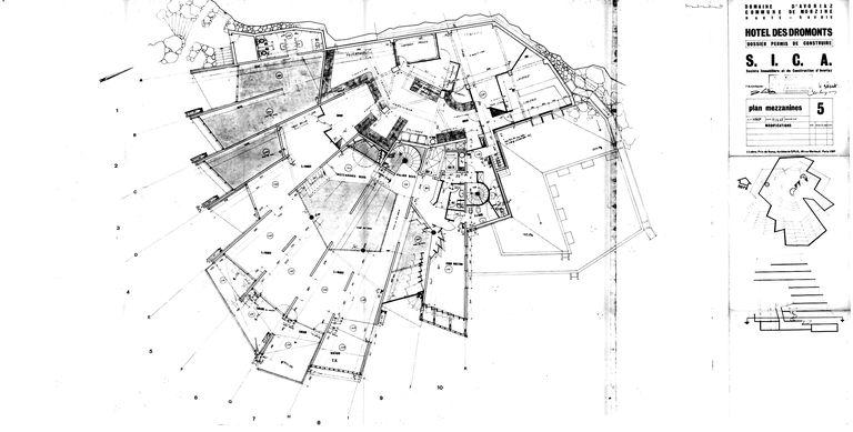 Projet Jacques Labro. Plan des mezzanines / J. Labro, juillet 1965 (AC Morzine)