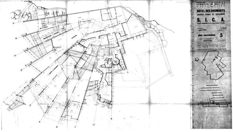 Projet Jacques Labro. Plan des mezzanines / J. Labro, février 1968 (AC Morzine)