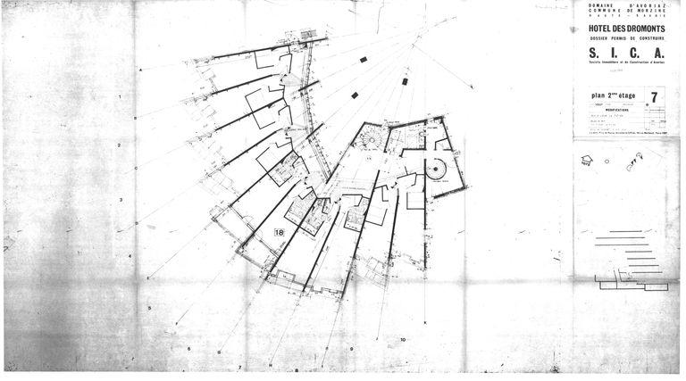 Projet Jacques Labro. Plan du 2e étage / J. Labro, novembre 1966 (AC Morzine)