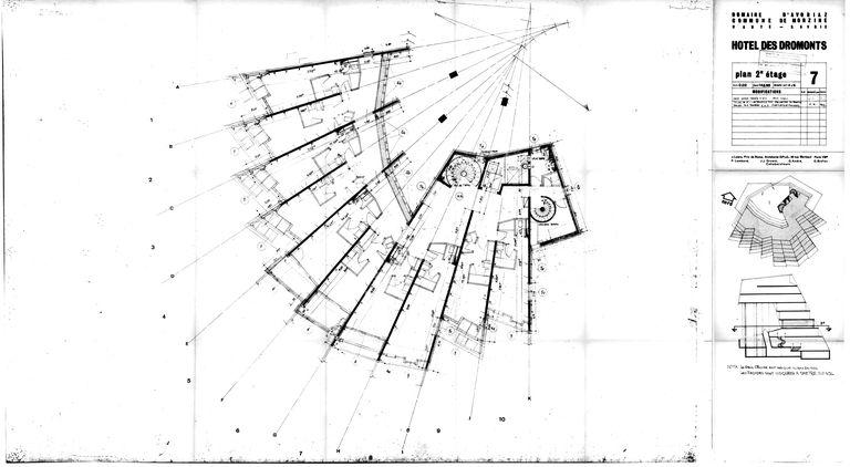 Projet Jacques Labro. Plan du 2e étage / J. Labro, 14 juin 1965 (AC Morzine)