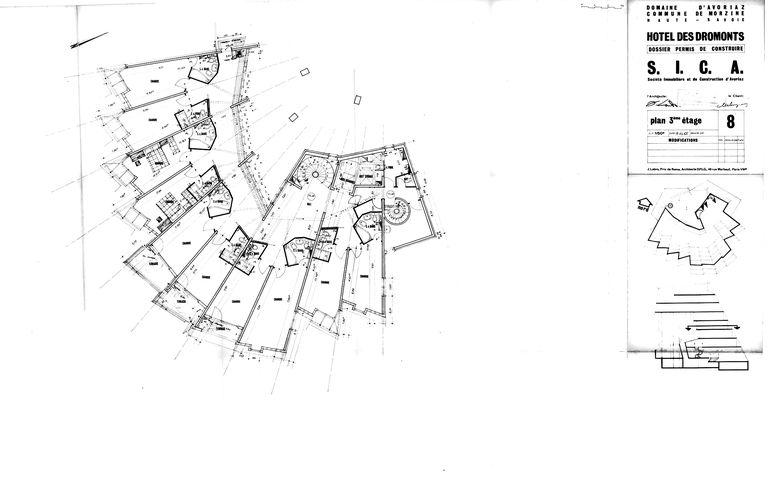 Projet Jacques Labro. Plan du 3e étage / J. Labro, 15 juillet 1965 (AC Morzine)