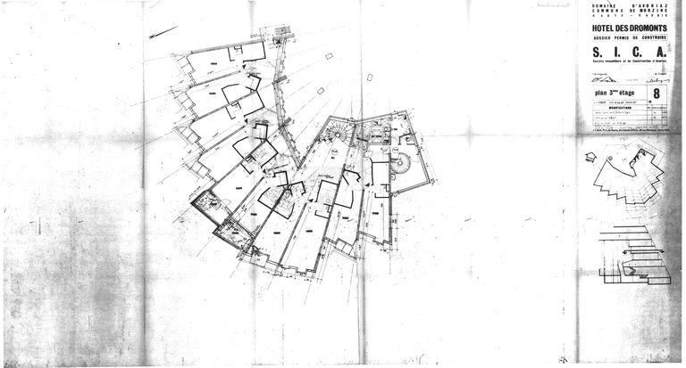 Projet Jacques Labro. Plan du 3e étage / J. Labro, 1er novembre 1966 (AC Morzine)