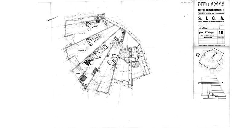 Projet Jacques Labro. Plan du 5e étage / J. Labro, 15 juillet 1965 (AC Morzine)