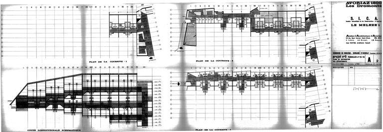 Les Mélèzes 1. Projet de 1966. Plan de distribution des appartements / J. Labro, J.J. Orzoni, J.M. Roques, 25 mars 1966 (AC Morzine)