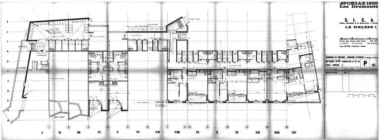 Les Mélèzes 1. Projet de 1966. Plan du niveau 3 / J. Labro, J.J. Orzoni, J.M. Roques, 25 mars 1966 (AC Morzine)