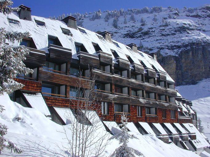 Le Mélèze 1. Façade aval en hiver