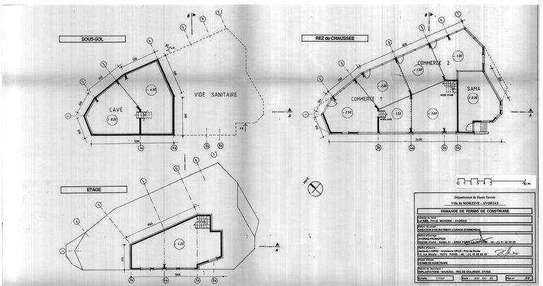 Premier projet, avril 1995. Plans / J. Labro, 3 avril 1995 (AC Morzine)