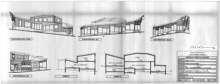 Premier projet, avril 1995. Coupes et élévations / J. Labro, 3 avril 1995 (AC Morzine)