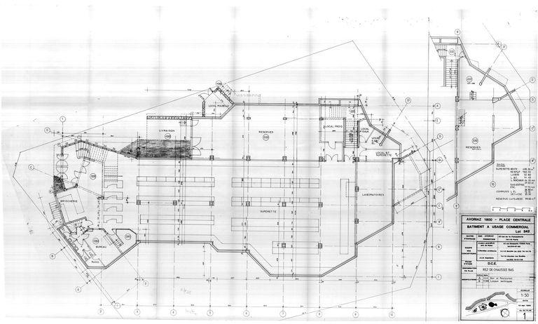 Plan du rez-de-chaussée bas / J. Labro, C. Marullaz, J.L.B. ingenierie, 10 mai 1984 (AC Morzine)