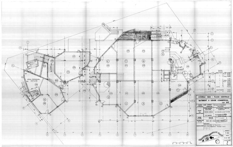 Plan du rez-de-chaussée haut / J. Labro, C. Marullaz, J.L.B. ingenierie, 10 mai 1984 (AC Morzine)