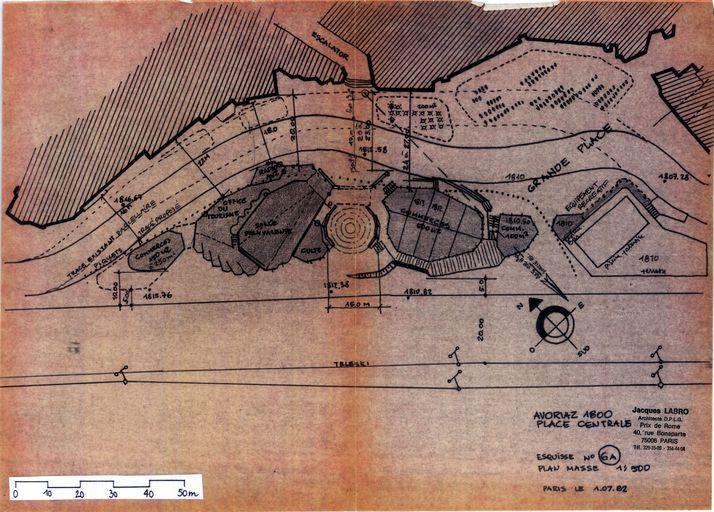 Projet de juillet 1982. Plan masse / J. Labro, 1er juillet 1982 (AC Morzine)