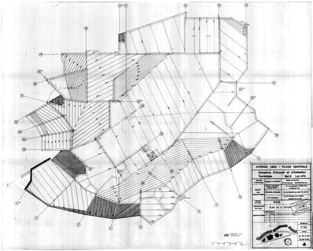 Projet de janvier 1984. Plan de toiture / J. Labro, C. Marullaz, J.L.B. ingenierie, 30 janvier 1984 (AC Morzine)