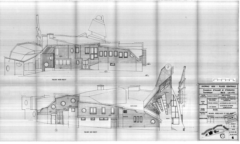 Projet de janvier 1984. Elévation nord-ouest et sud-ouest / J. Labro, C. Marullaz, J.L.B. ingenierie, 30 janvier 1984 (AC Morzine)