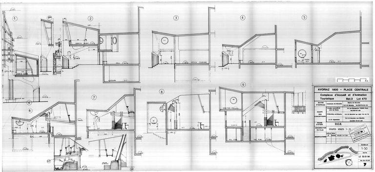 Projet de janvier 1984. Coupes voiles 1 à 9 / J. Labro, C. Marullaz, J.L.B. ingenierie, 30 janvier 1984 (AC Morzine)