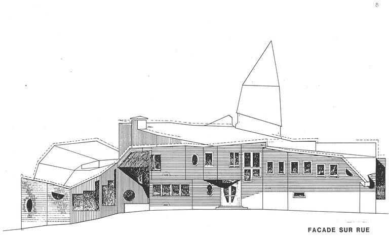 Elévation nord-ouest, à l'amont. Ech. 1 : 200 (AC Morzine)