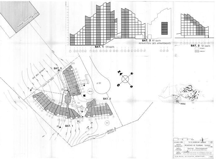 Plan masse, de situation, répartitions / J. Labro, J. J. Orzoni, novembre 1986 (AC Morzine)