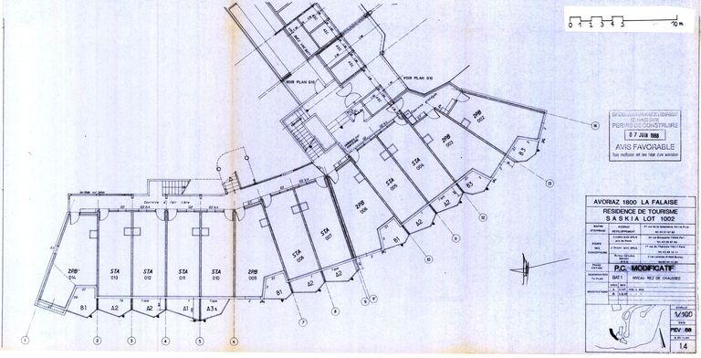 Permis de construire modificatif. Plan du rez-de-chaussée / J. Labro, J. J. Orzoni, bureau d'études Decaen, février 1988 (AC Morzine)