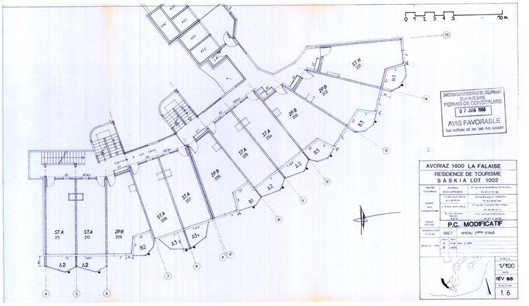 Permis de construire modificatif. Plan du 2e étage / J. Labro, J. J. Orzoni, bureau d'études Decaen, février 1988 (AC Morzine)