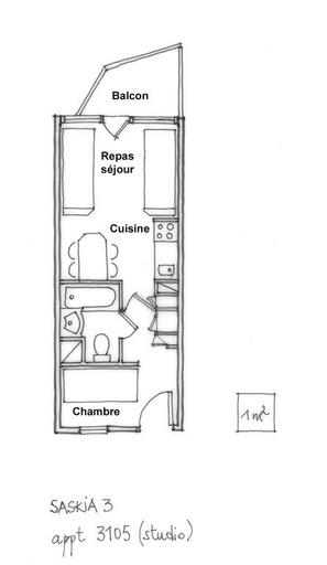 Plan du studio 3105. Relevé schématique