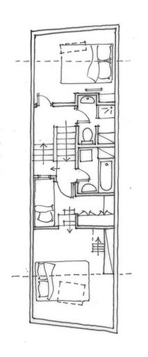 Mélèze I. Appartement 45. Plan du niveau 2. Relevé schématique