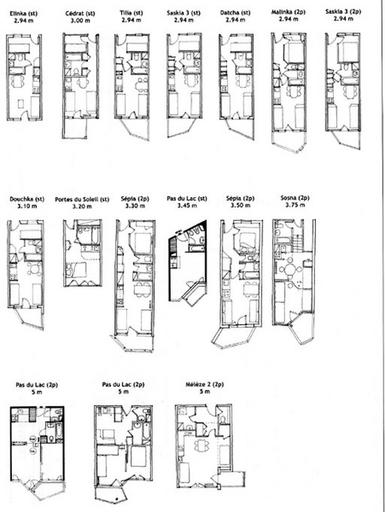 Appartement aménagé dans une travée. Plan mono-orienté. Exemples