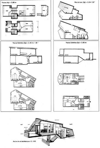 'Appartements-chalets' disposés en partie supérieure des immeubles sur plusieurs niveaux. Exemples