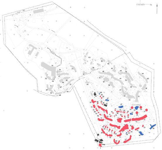 Plan de situation du quartier des Dromonts. Extrait du plan cadastral