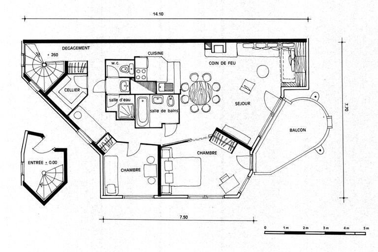 Plan d'un appartement du 4e niveau