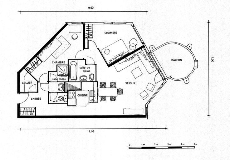 Plan d'un appartement du 6e niveau