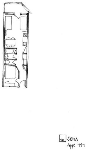 Plan de l'appartement 111. Relevé schématique