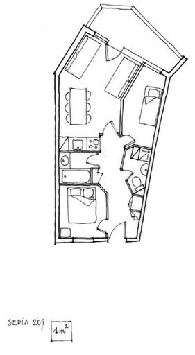 Plan de l'appartement 209. Relevé schématique