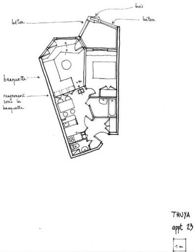 Plan de l'appartement 23. Relevé schématique