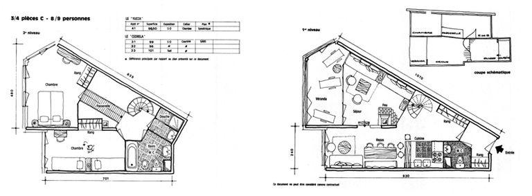 Plan d'un appartement de 3/4 pièces