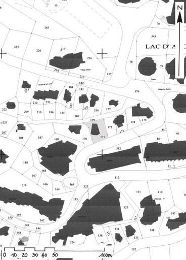 Plan masse, extrait du plan cadastral