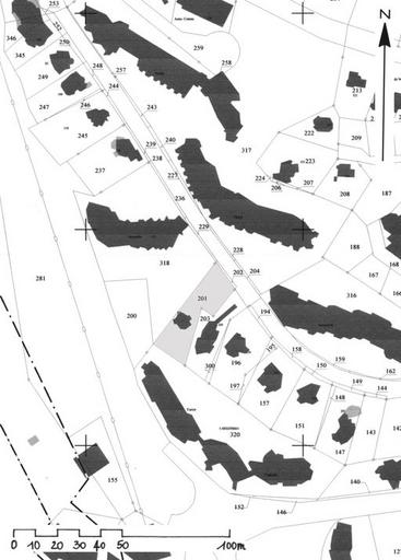 Plan masse, extrait du plan cadastral