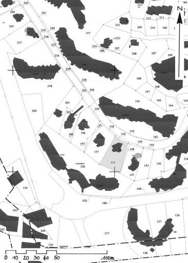 Plan masse, extrait du plan cadastral