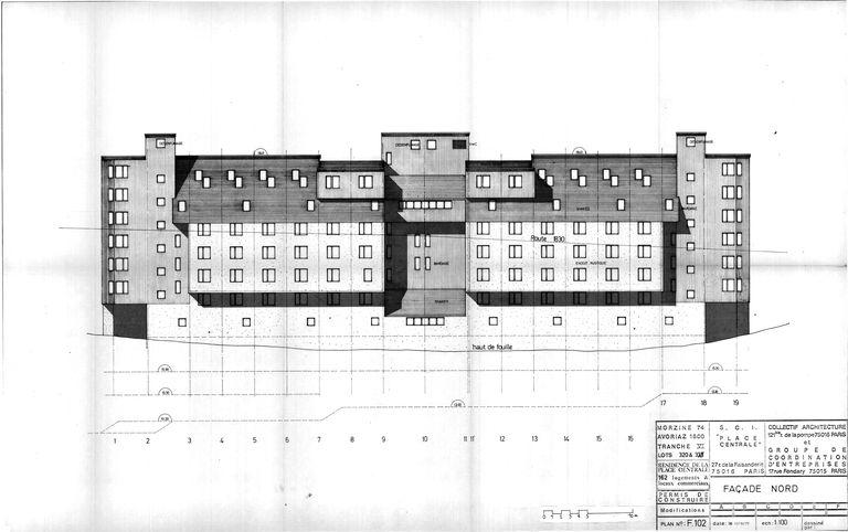 Façade nord / Collectif architecture et groupe de coordination d'entreprise, 12 octobre 1977 (AC Morzine)