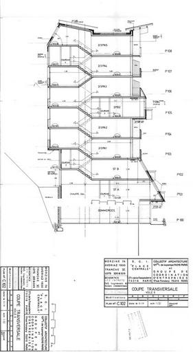 Coupe transversale. Permis de construire modificatif. Collectif Architecture, Groupe de Coordination d'Entreprises, 9 janvier 1978 (AC Morzine)