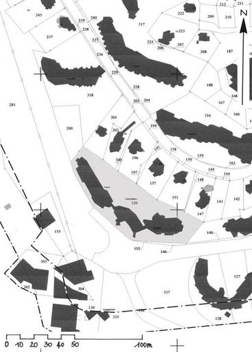 Plan masse, extrait du plan cadastral